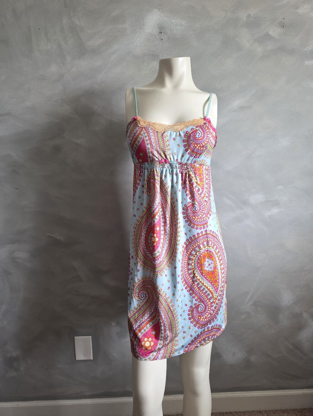 Betseyville Betsey Johnson Vintage Y2K Babydoll Bow Slip Dress Sz M